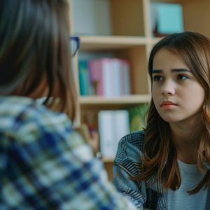 adolescente hablando con un psicologo