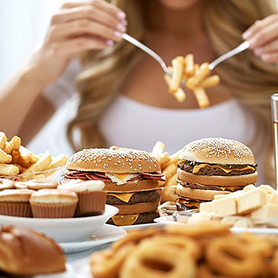 atracones de comida en una mujer