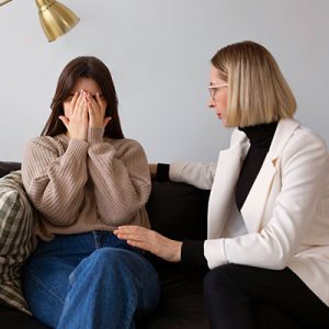 mujer joven en terapia