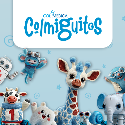 Personajes de Colmiguitos de Colmédica para fomentar hábitos saludables desde la infancia.