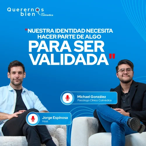 Jorge Espinosa y el psicólogo Michael González en el podcast Querernos Bien con Colmédica hablando sobre cómo influye el deporte en la salud mental